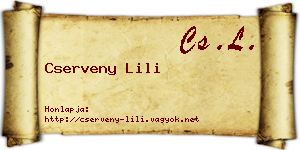 Cserveny Lili névjegykártya